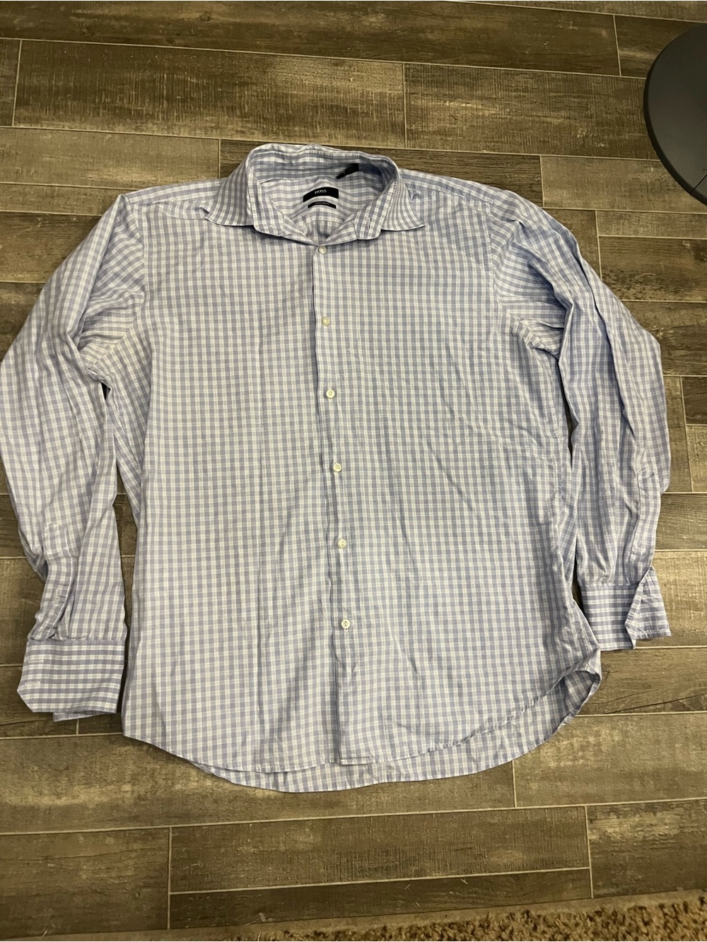 Boss Light Blue Gingham Dress Shirt
